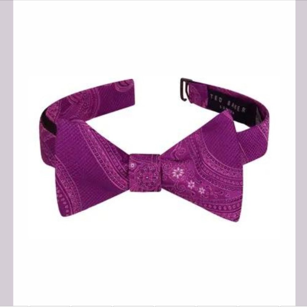 NWT $80 Ted Baker London [ MEN ] Preakness Paisley Silk‎ Bow Tie in Berry Purple